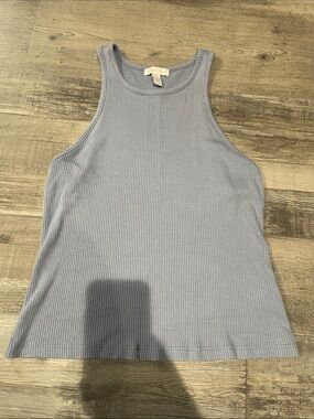 Blue/Gray Ribbed Tank Top - Women